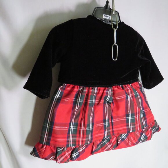 Plaid Dress with Velour Jacket & Satin Ruffled Panties - Picture 2 of 16